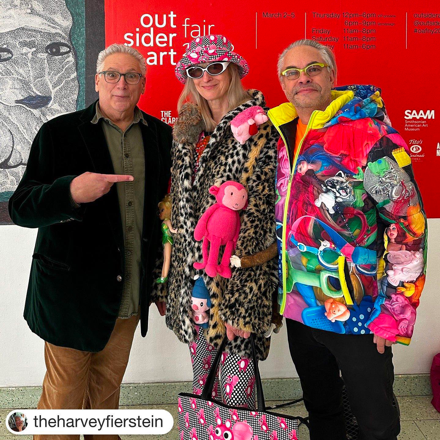 kHyal and Karl at the Outsider Art Fair VIP Preview with Harvey Fierstein, American actor, playwright and screenwriter